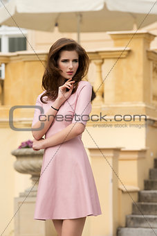 cute outdoor girl in pink