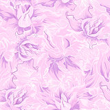 Purple flower seamless pattern