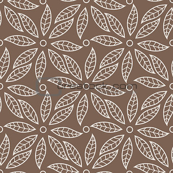 Vector seamless pattern with leaves and petals