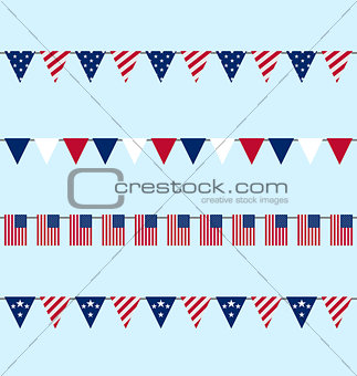 Hanging Bunting pennants for Independence Day USA, Set Tradition