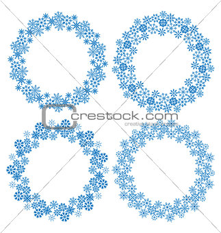 Snowflakes circle frames for Christmas holiday