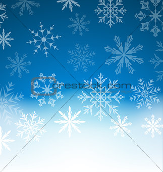 New Year blue background with snowflakes and copy space for your