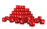 A Bunch of Red Cubes with Percent symbols