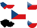 flag, buttons and map of czech republic