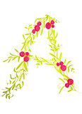 Decorative floral Illustration of letter A
