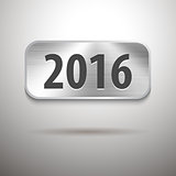 Calendar 2016 digits on brushed metal tablet