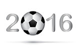Soccer ball in 2016 digit on white
