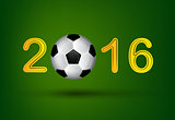 Soccer ball in 2016 digit on green background