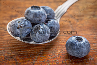 blueberries on tablespoon