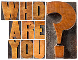who are you question in wood type