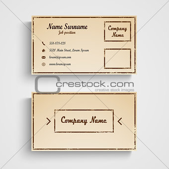 Retro business card with grunge template