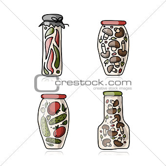 Bank of pickled vegetables, sketch for your design