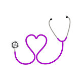 Stethoscope in shape of heart in purple design