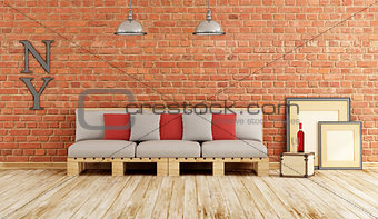Living room with pallet sofa
