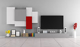 Living room with modern wall unit