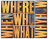 questions word abstract in wood type