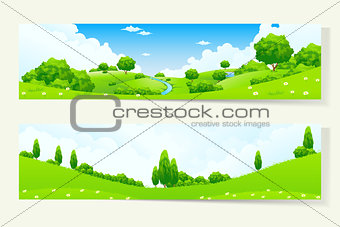 Two Horizontal Banners with Nature Landscale