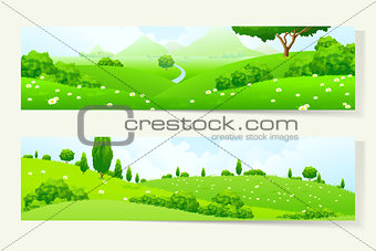 Two Horizontal Banners with Nature Landscale