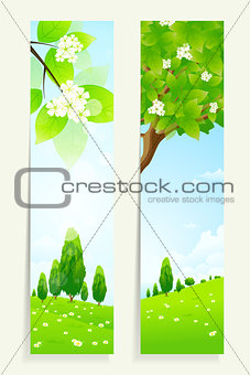 Two Vertical Banners with Nature