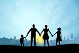 Nature Background with Family Silhouette