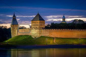 Night view of Novgorod fortress