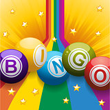 Bingo balls on rainbow and stars