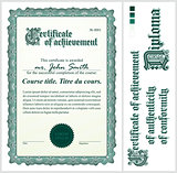 Green certificate. Template. Vertical.