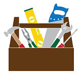 Toolbox with Construction Tools Color Illustration