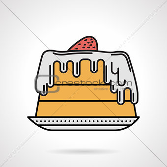 Strawberry pie flat color vector icon