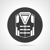 Life vest black round vector icon