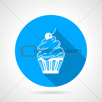 Contour vector icon for cupcake with cream