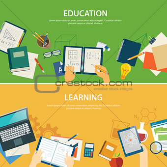 education and learning  banner flat design template