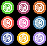 multiple vortex with concentric stripes in different colors
