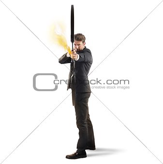 Determinated businessman with bow
