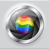 LGBT flag in shiny camera focus