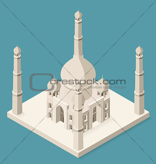 Vector 3d Flat Isometric Taj Mahal