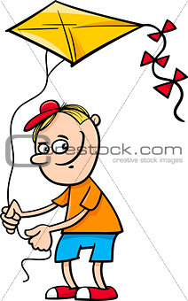 boy with kite cartoon illustration