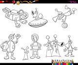 aliens cartoon coloring page
