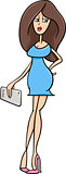 pretty girl with tablet cartoon