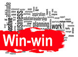 Win-win word cloud with red banner