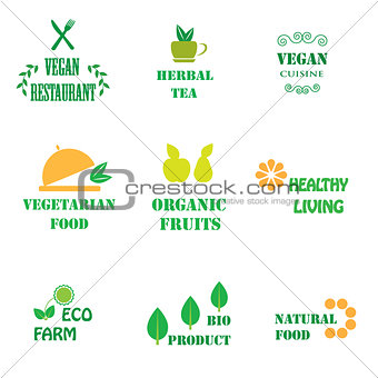 Set of logos for organic and natural food