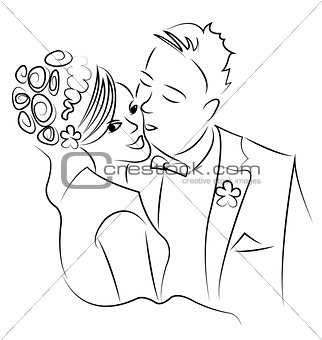 just married couple cartoon vector