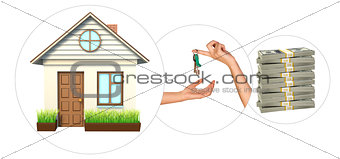 House with hand holding keys