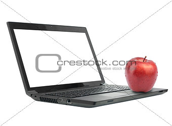 Apple on laptop with blank screen