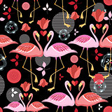 beautiful pattern lovers flamingos