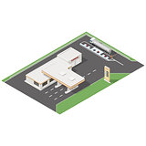 Gas station and car wash service isometric icons set
