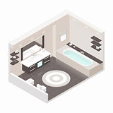 Bathroom isometric detailed set
