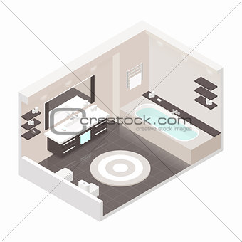 Bathroom isometric detailed set