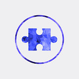Jigsaw puzzle vector icon in the button