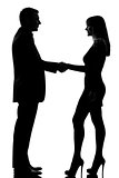 one couple man and woman handshake silhouette